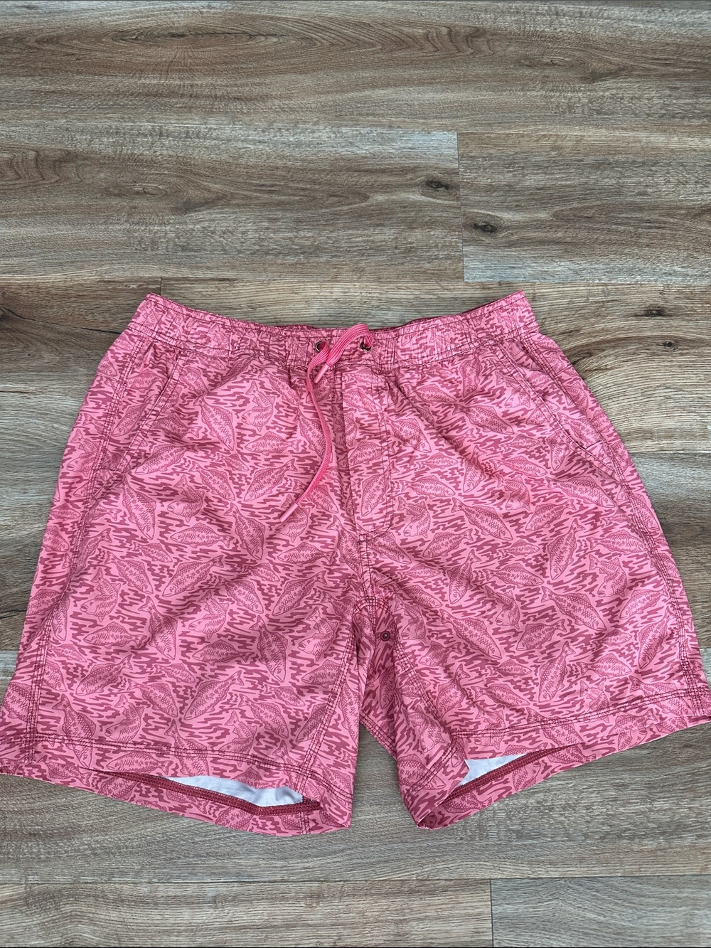 Men's Pink Patterned Swim Trunks with Drawstring